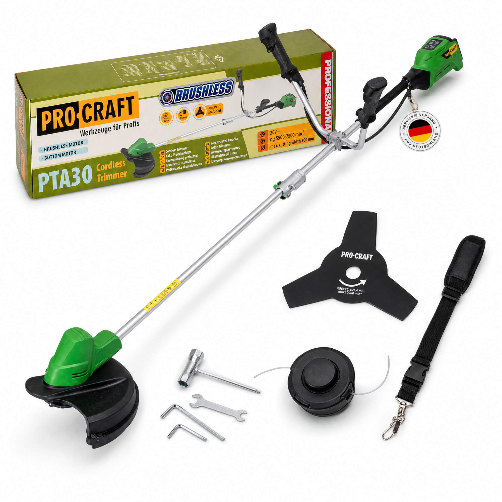 Procraft Pta30 Akku Freischneider 20 V 300 Mm Brushless Solo - Ohne Akku, Ohne Ladegerät
