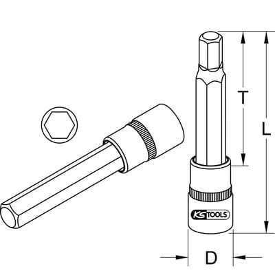 Ks Tools 3/4' Bit-Stecknuss Innensechskant, lang, 14 mm - 911.3463
