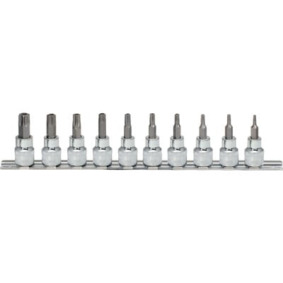 3/8' CHROMEplus Bit-Stecknuss-Satz Torx, Bohrung, 10-tlgTB10-TB55