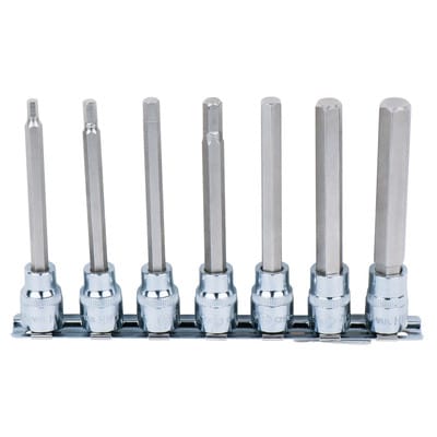 3/8' CHROMEplus Bit-Stecknuss-Satz Innensechskant, 7-tlg 4-12mm,lang
