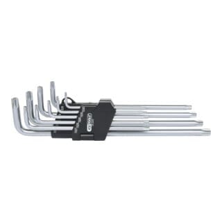 KS Tools 151.2470 Fünfstern-Winkelstiftschlüssel-Satz, Bohrung, lang, 9-tlg.