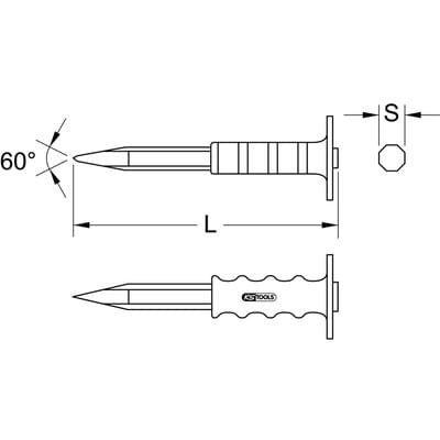 KS Tools Spitzmeißel mit Handschutzgriff, 8-kant, 20x600 mm