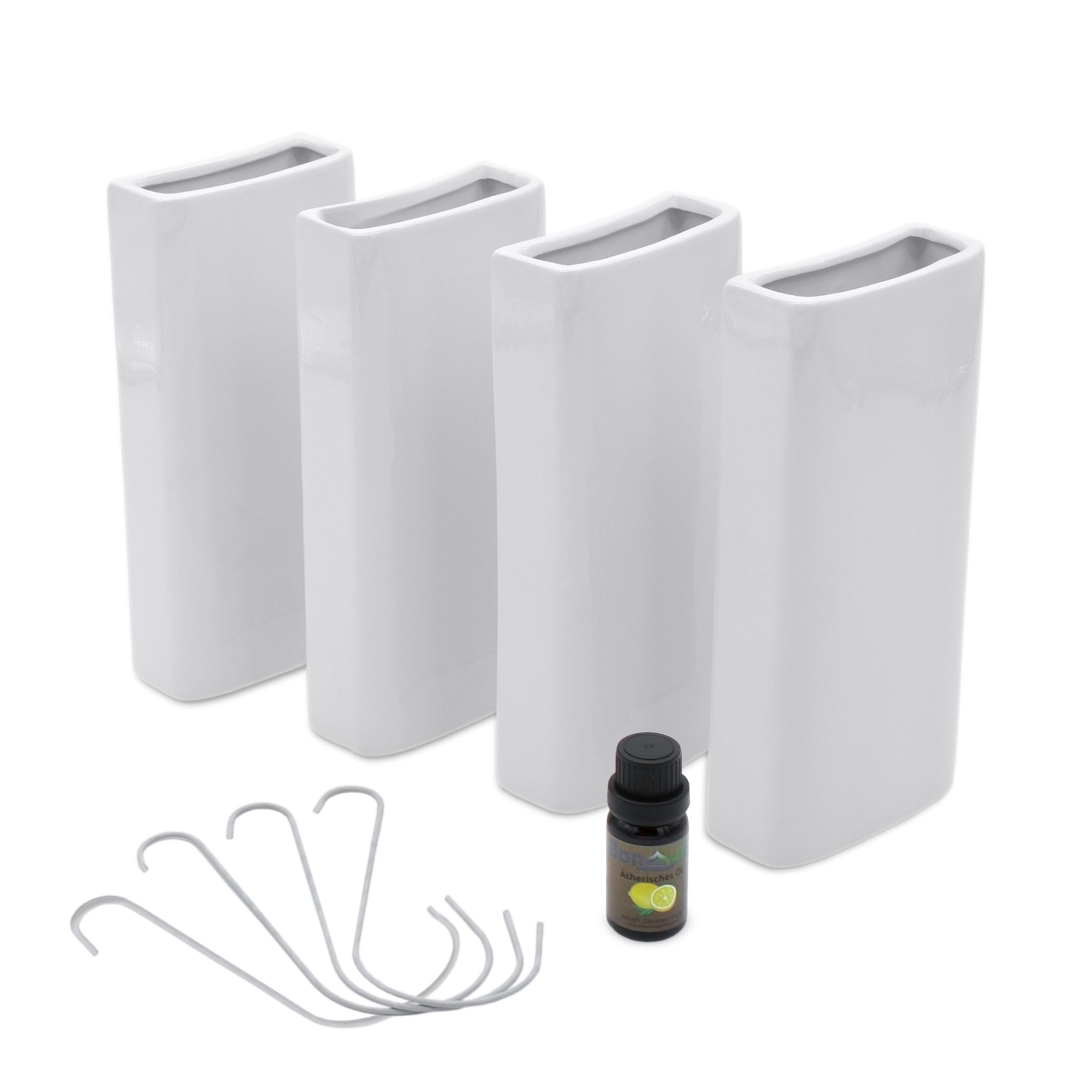 Keramik Luftbefeuchter Eckig Für Heizkörper 4er Set - 20 X 9 Cm - Wasserverdunster Zum Einhängen An Heizkörpern - Universal Raumbefeuchter Wasser Verdampfer Kabellos