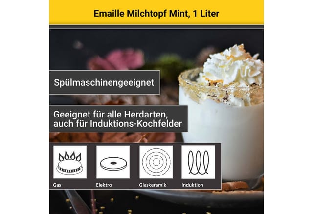 Milchtopf Ø12cm mit Ausguss und Innenskalierung mint