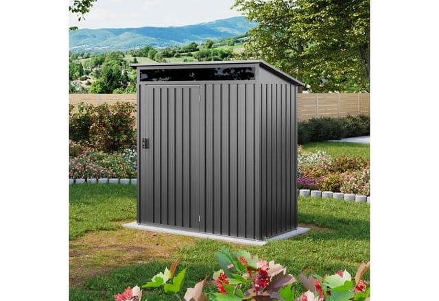 Gfp Primeyard Gerätehaus Metall Gartenhaus 160x80x200 Cm Geräteschuppen Grau