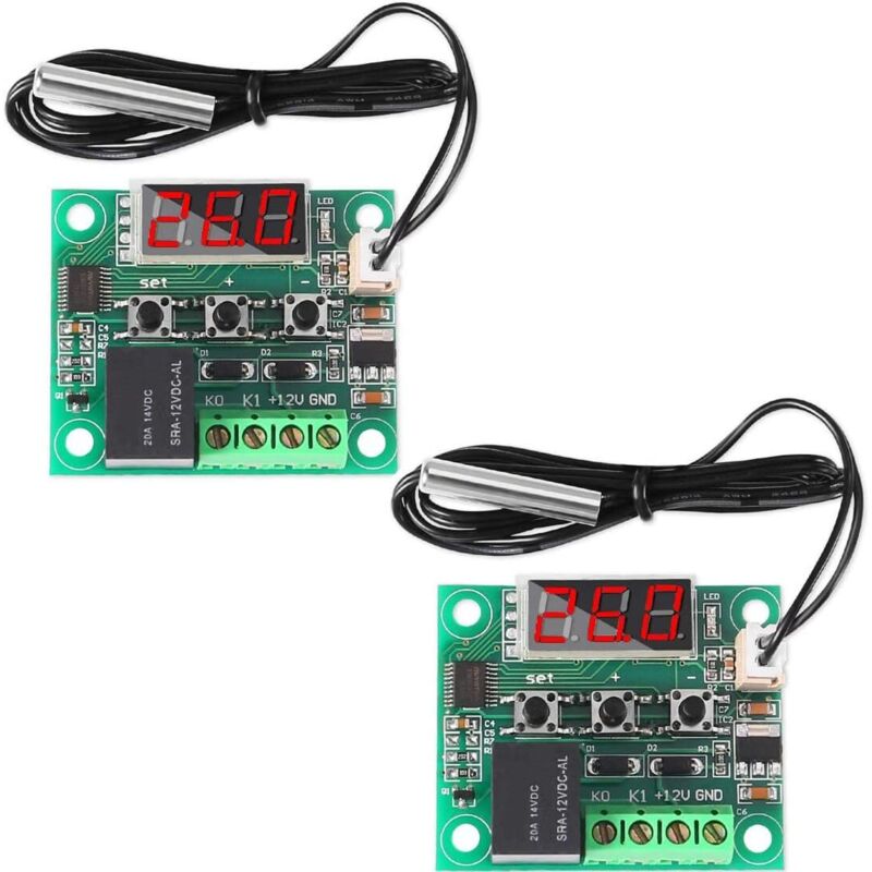 2-teiliges 12-v-temperaturreglermodul, Digitales Thermostatmodul Mit Wasserdichter Ntc-sonde (-50–110 °c), Elektronischer Temperaturregler-schalter