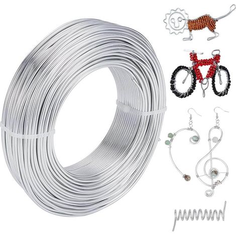 55 M Rolle Aluminiumdraht Mit 2 Mm Durchmesser, Silberner Aluminiumdraht Für Bastelarbeiten