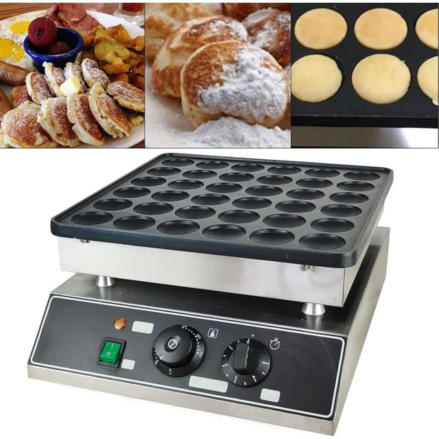 Mini Dutch Pancake Maker, 36 Löcher Elektro Poffertjes Baker Dutch Maschine, Geeignet für Bäckereien, Restaurants, Kioske, Kantinen