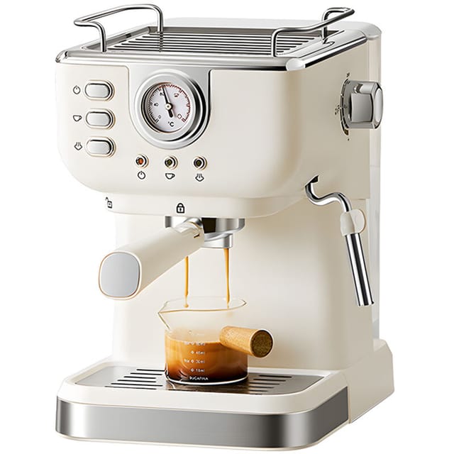 Decdeal - Espresso-kaffeemaschine, 20 Bar, Edelstahl, Espressomaschine 2 In 1, 850 W, Halbautomatische Cappuccino-latte-maschine Mit Abnehmbarem 1,5 L/51 Oz Wassertank, Eu-stecker, Beige