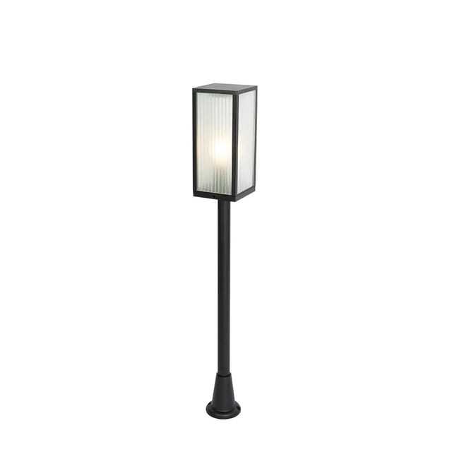 Außen-Stehleuchte schwarz mit geriffeltem Glas 100 cm IP44 - Charlois Ribbed