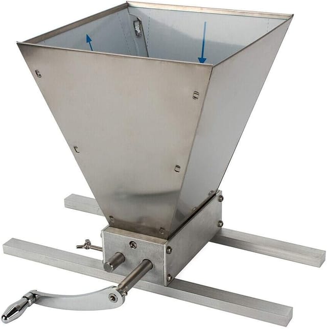 Getreidemühle Malzmühle Bierbrauen Edelstahlwalzen Heimbrauen, Einstellbare Walzen, Für Gerste, Weizen Und Andere Getreidesorten, Inklusive Trichter Und Kurbelgriff