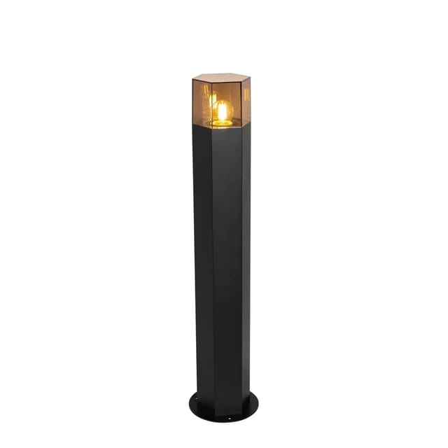 Außen-Stehleuchte schwarz mit Rauchschirm sechseckig 70 cm - Denmark