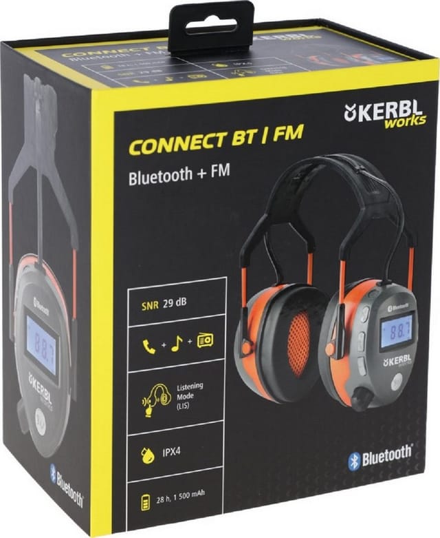 Kerbl - Gehörschutz mit Bluetooth- und Radio-Funktion, Kapselgehörschutz 345131