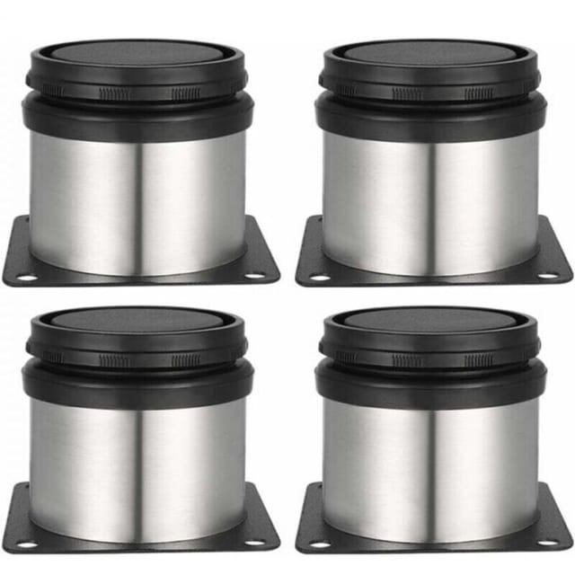 4 Stück Möbelbeine, 4 Stück verstellbare Füße, 50 mm Höhe, verdickte Möbelfüße, gebürsteter Edelstahl, verstellbare Höhe 0–15 mm