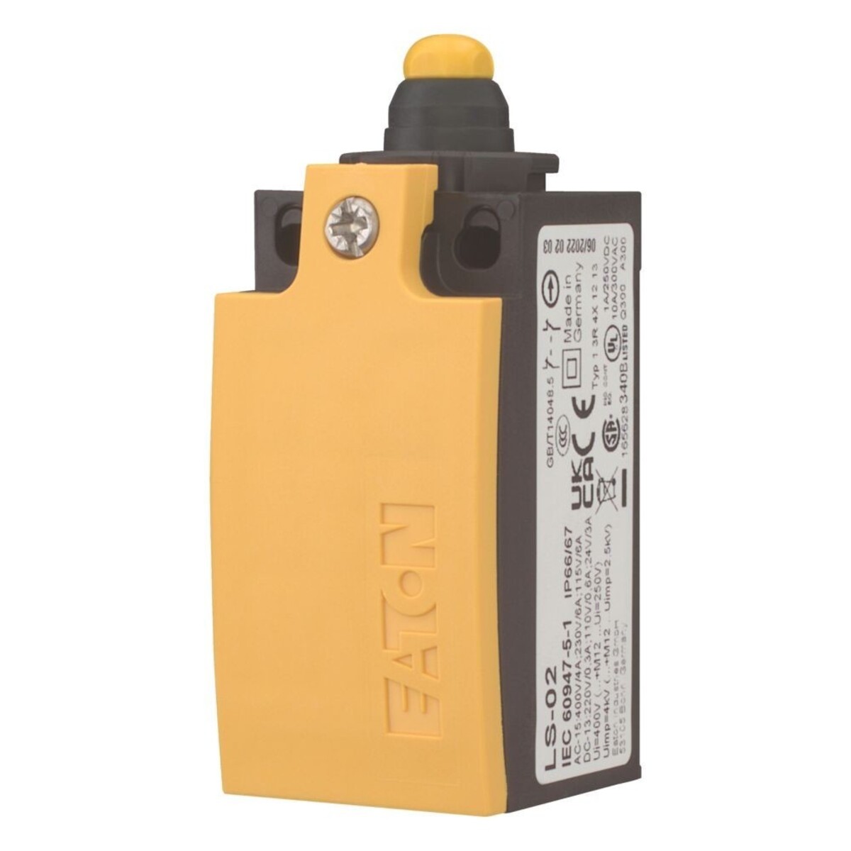 Eaton Positionsschalter, Kuppenstößel, Basisgerät, Erweiterbar, 2 Ö, Schraubklemme, Gelb, Kunststoff, -25 - +70 °c