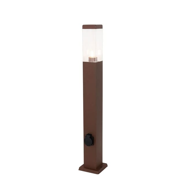 QAZQA Gartenleuchte Rostbraun 80 cm mit Steckdose IP44 Malios