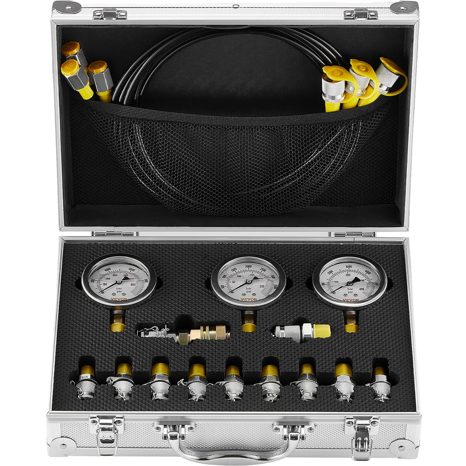 Kühlerdruckprüfset, Handpumpe, Metalladapter, Schwarz