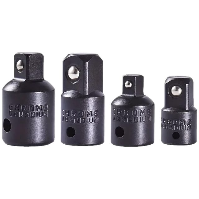 BEBUSINGOTO 4-teiliges Vierkant-Ratschen-Steckschlüssel-Reduzieradapter-Set 1/2 auf 3/8, 3/8 auf 1/4 (Schwarz)