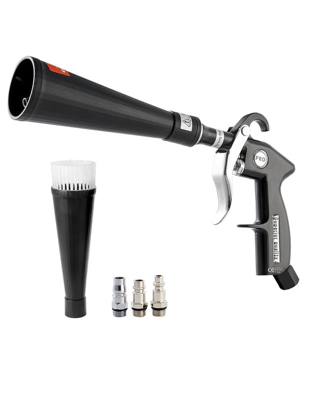 VEVOR Druckluft Reinigungspistole, 6–9,2 Bar Druckluftpistole mit 2 Düsensätzen, 360° drehbare Düse für vollständige Reinigung, Hochdruck