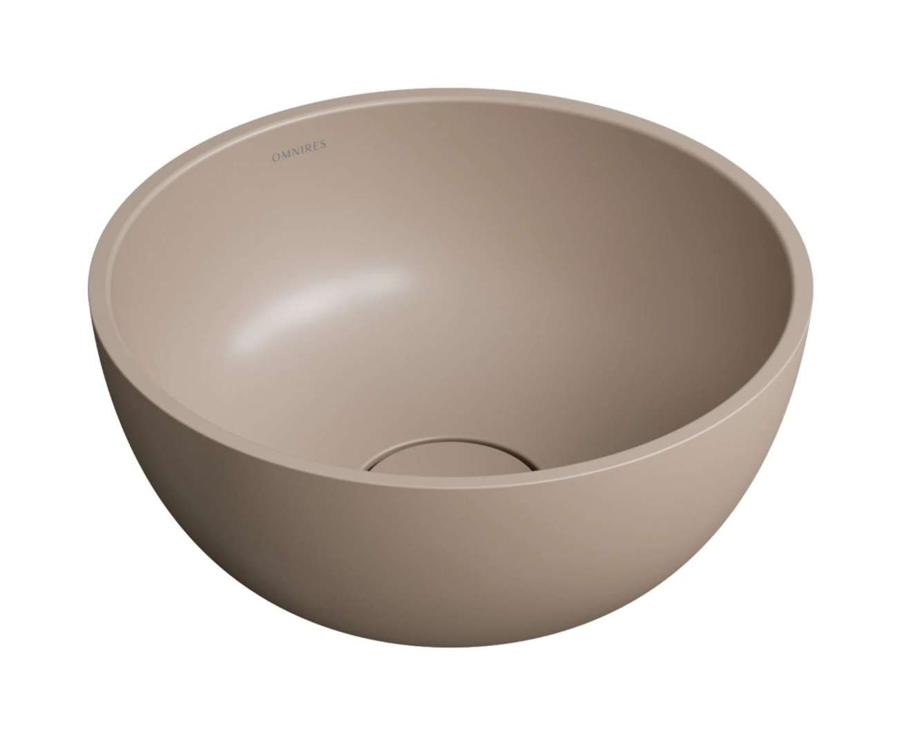 Omnires Shell M+ - Aufsatzwaschbecken, Durchmesser 35 Cm, Ohne Überlauf, Ohne Armaturloch, Matt Beige Shell350undb