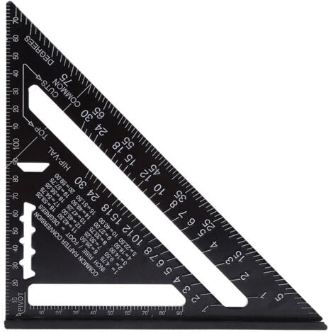 (metrisch) 7" Dreieck-winkelmesser, Schwarz, Dreieck-vierkant-winkelmesser Aus Aluminiumlegierung