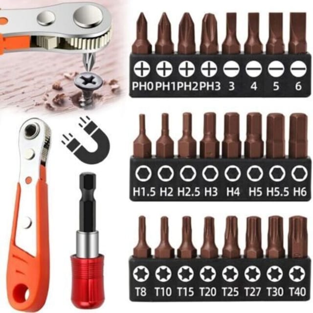 Set Mit 26 Mini-schraubendrehern Mit Wendefunktion. Magnetischer Schraubendreher Mit Verschiedenen Bits Für Reparaturen, Wartungsarbeiten Und Heimwerkerprojekte.