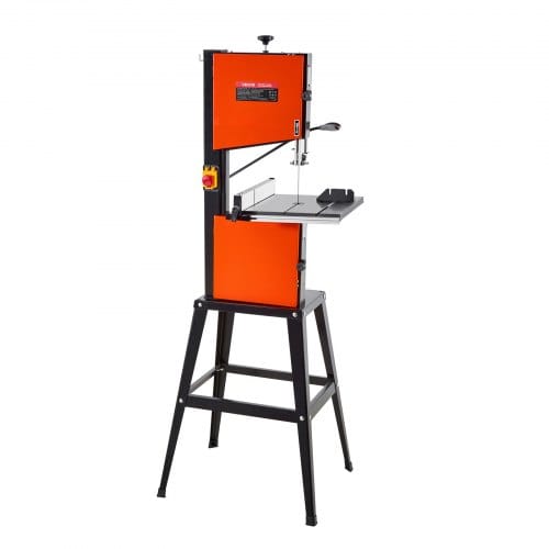 Vevor Bandsäge Mit Untergestell, 254 Mm, Zweigang-holzbandsäge, 373 W (1/2 Ps), Max. Schnitthöhe 160 Mm, 335x340 Mm Gusseisentisch, Mit 360°-arbeitsleuchte, Gehrungsanschlag, Parallelanschlag