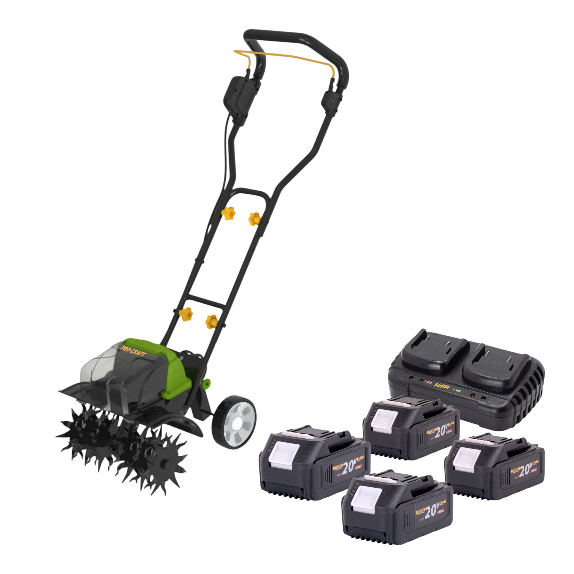 Procraft Ct20/2bb Akku Kultivator 40 V ( 2x 20 V ) 360 Mm Brushless + 4x Akku 4,0 Ah + Ladegerät