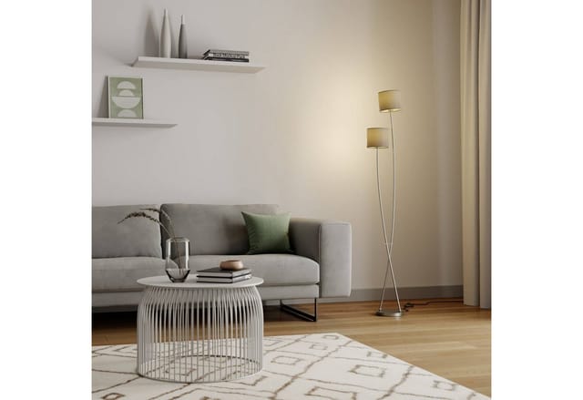Stehlampe "Juljana" aus Textil für Wohnzimmer & Esszimmer von Lucande