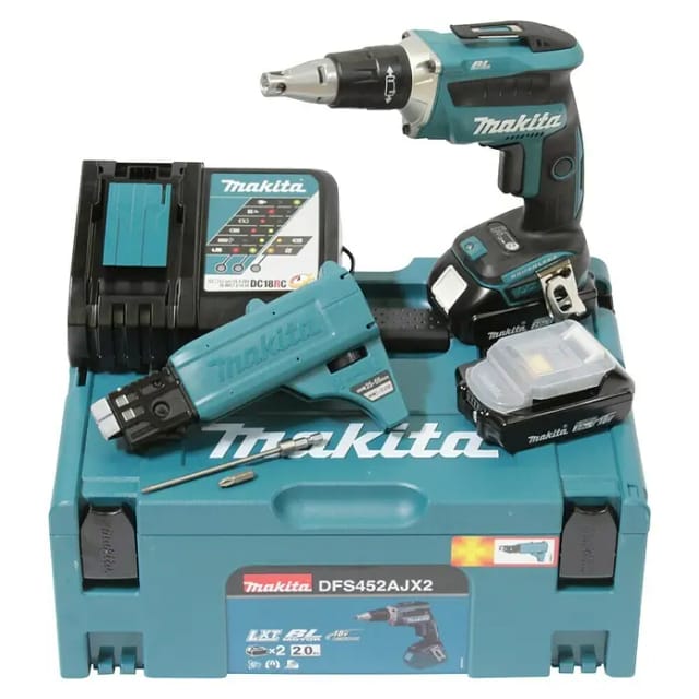 Akku-Schnellbauschrauber DFS452AJX2, 18V, 2x 2,0 Ah und Ladegerät im makpac - Makita