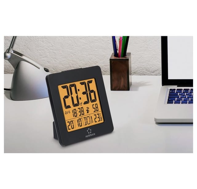 1383425 Funk Wecker Schwarz Alarmzeiten 2 - Renkforce
