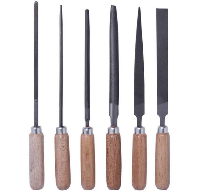 Tools for Electronics 5-240 Schlüsselfeilen-Set mit Holzheft im Etui 6tlg. Länge 100 mm - Bernstein