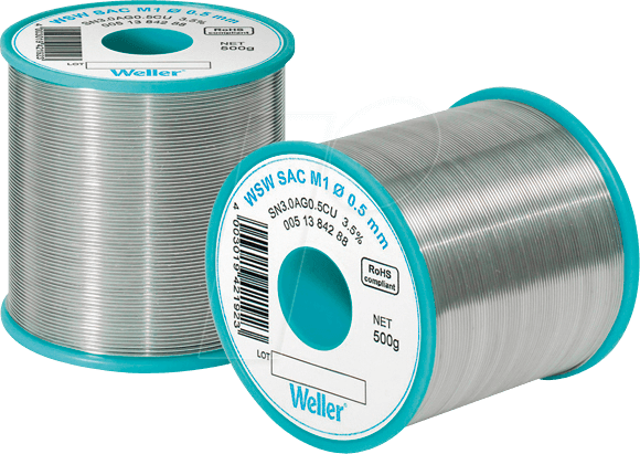 Weller - wsw sc L0 Lötzinn, bleifrei Spule Sn0,7Cu 500 g 0.5 mm