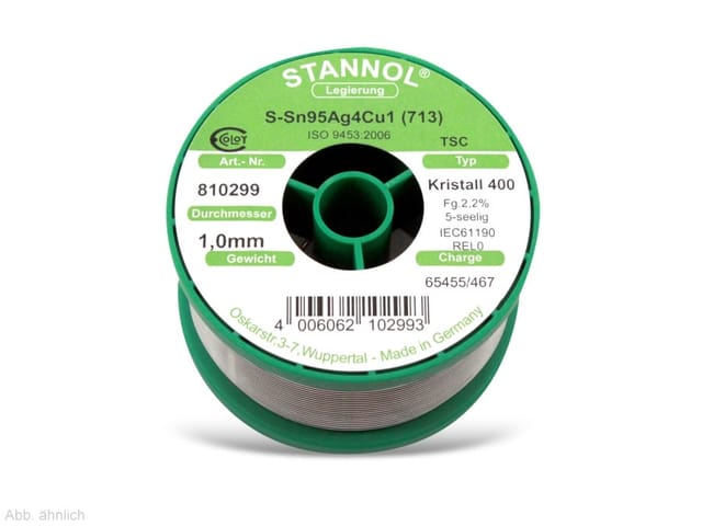 Stannol - Ecology ts Lötzinn, bleifrei Spule Sn95,5Ag3,8Cu0,7 REL0 100 g 1 mm