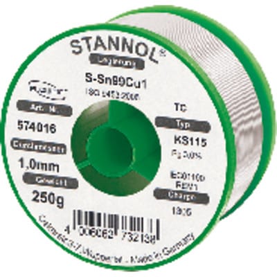 Stannol - KS115 Lötzinn, bleifrei Spule Sn99,3Cu0,7 ROM1 250 g 1 mm