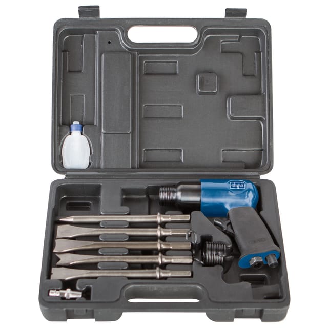 Druckluft Meißelhammer Set 6,3bar + 5 Meißeleinsätze - Scheppach