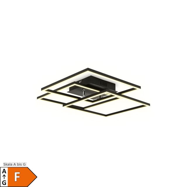 B.k.licht - Deckenlampe 57x57 cm - 40W, 4000lm, led, warmweiß, schwarz