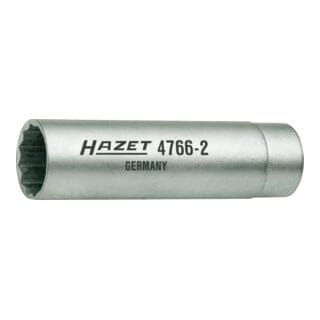Zündkerzen-Schlüssel 4766-2 Vierkant hohl 10 mm (3/8 Zoll) Außen-Doppel-Sechskant Profil 14 - Hazet
