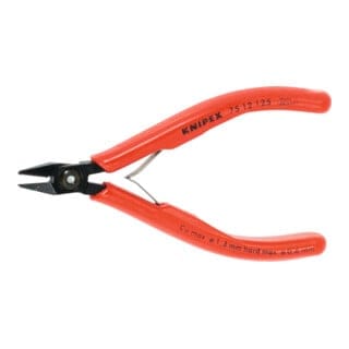 Elektronik-Seitenschneider, spitzer Kopf mit Drahthalter 125H mm - Knipex