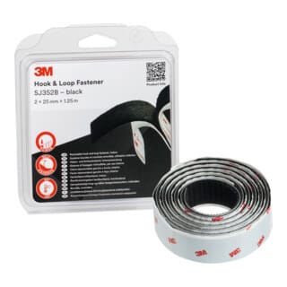 3M - Haken- und Schlaufenband SJ352B schwarz Länge 1,25 m Breite 25 mm