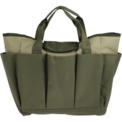 Gartengerätetasche Mit 8 Fächern, Oxford-gewebe, Wasserdichte Tragetasche, Robuste Aufbewahrungstasche Für Garten- Und Rasenpflege, 48 X 18 X 30 Cm, Grün