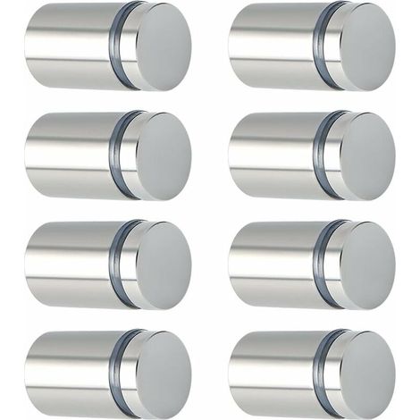 Set Mit 8 Edelstahl-abstandshaltern Für Glasscheiben – Gebürstete Oberfläche – 25 X 19 Mm – Einfache Montage Mit Beiliegenden Schrauben – Eqs5019-8p