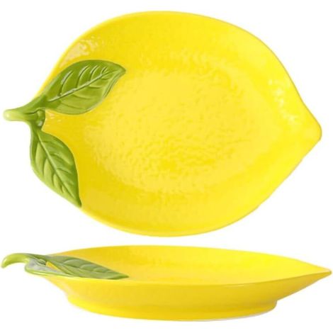 Zitronenförmiger Keramikteller, Obstteller
