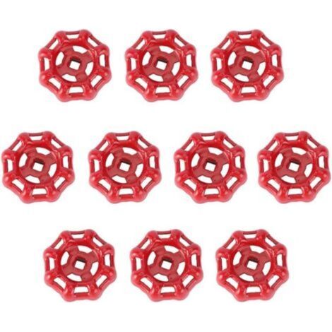 Handradventil, Kugelhahn, Absperrventil, Wasserhahn, Wasserrohr, Oberteil, Griff 6x6 Mm (rot) - 10 Stück Groofoo