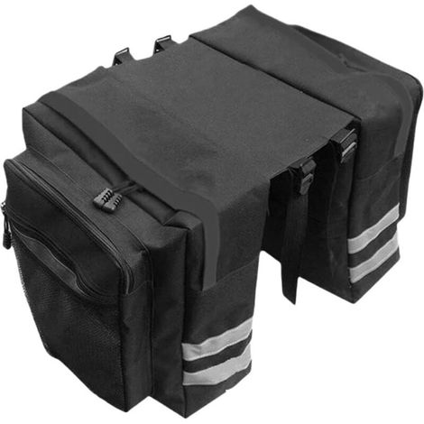 Wasserdichte Doppelfahrradtasche Mit Reflektorstreifen – Schwarz