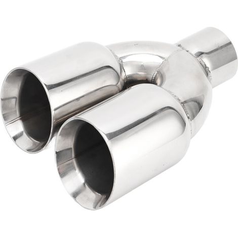 Doppelendrohr Aus Edelstahl, 63 Mm – Angeschweißt An Ein Universelles Y-förmiges Rohr – Rostbeständig – Länge 235 Mm
