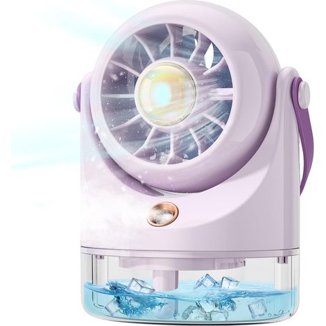 Mini-usb-tischventilator – Ultraleiser, Tragbarer Mini-klimagerät Mit Akku – Kleiner, Batteriebetriebener Ventilator Für Camping, Reisen Und Büro – Tragbares Sprühgerät – Luftkühler – Lila