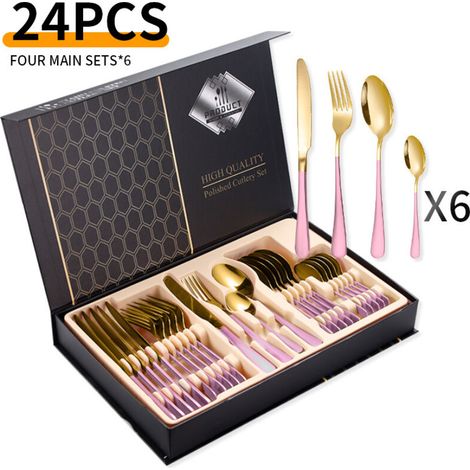 24-teiliges Edelstahl-besteckset – Für 6 Personen – Edelstahl – Roségold