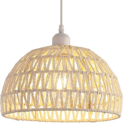 Pendelleuchte Aus Naturrattan – Handgewebter Lampenschirm – Höhenverstellbar Bis 120 Cm – E27-fassung