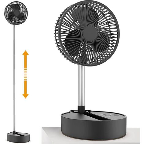 20 Cm Standventilator Mit Oszillation – 10.000-mah-akku – Bis Zu 20 Stunden Akkulaufzeit – 90°-oszillation – Höhenverstellbar – Leise ( 40 Db) – Enlenk